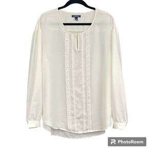Women's LANDS' END Long Sleeve Blouse with Lace- Size‎ 14